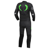 2 PC MEN GREEN AND BLACK MOTORCYCLE LEATHER RACING SUIT