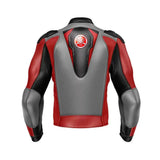 RED AND BLACK MEN MOTORCYCLE LEATHER RACING JACKET