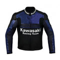 MEN KAWASAKI MONSTER MOTORCYCLE BLUE LEATHER RACING JACKET
