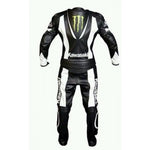 KAWASAKI MONSTER BLACK WHITE MOTORCYCLE LEATHER RACING SUIT SIZE SMALL