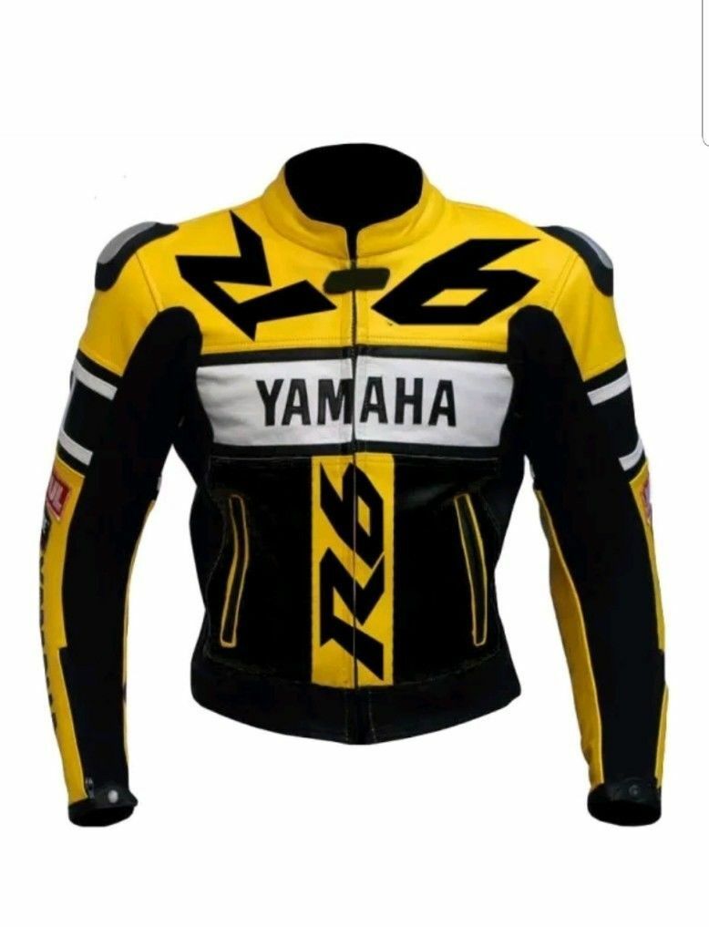 R6 YELLOW MOTORCYCLE LEATHER RACING JACKET