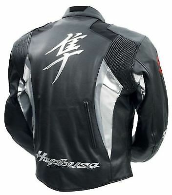 GREY SUZUKI HAYABUSA MOTORCYCLE LEATHER RACING JACKET