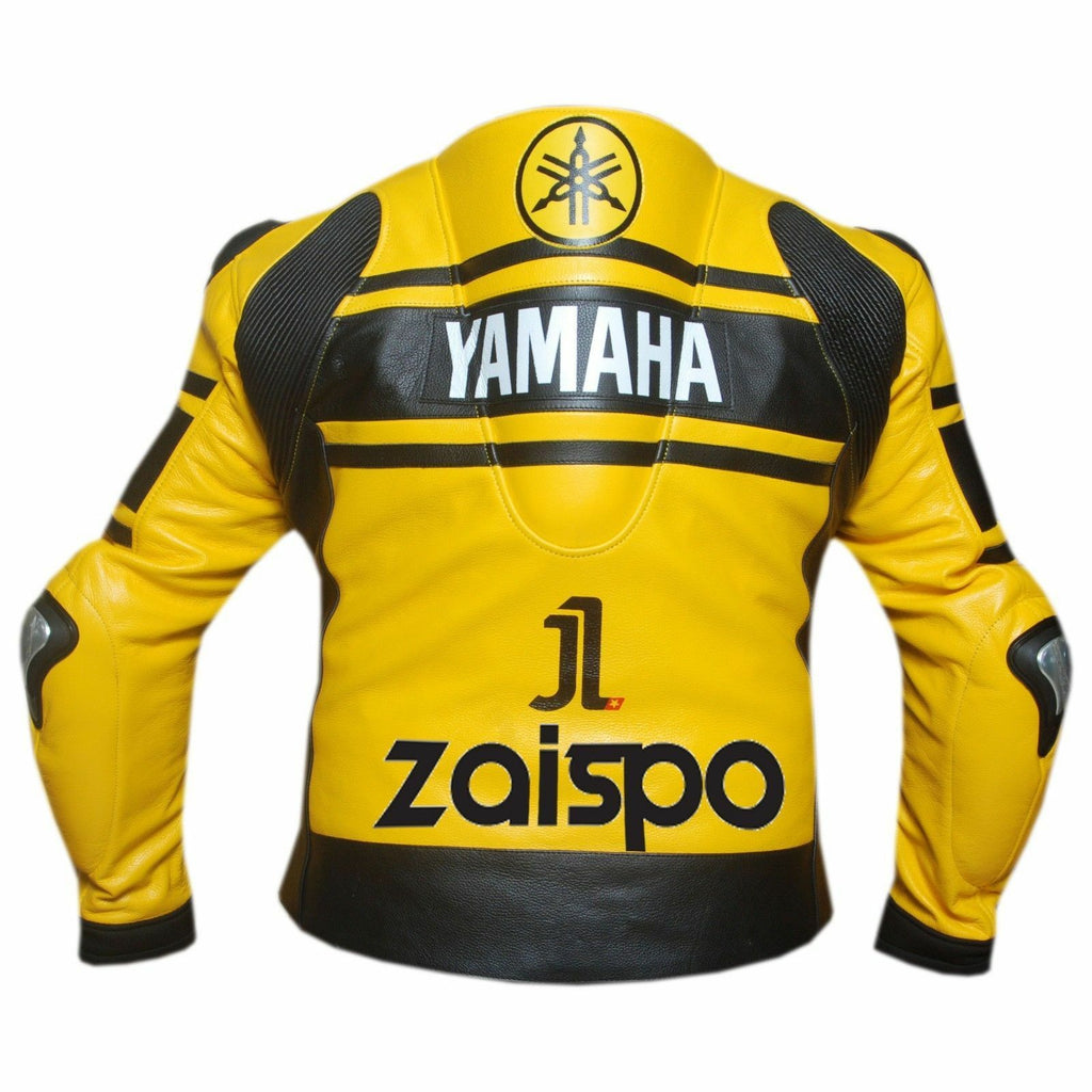 Mens Yamaha Motorcycle Racing Yellow Leather Jacket - American Jacket Store