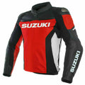 SUZUKI RED MOTORCYCLE LEATHER RACING JACKET
