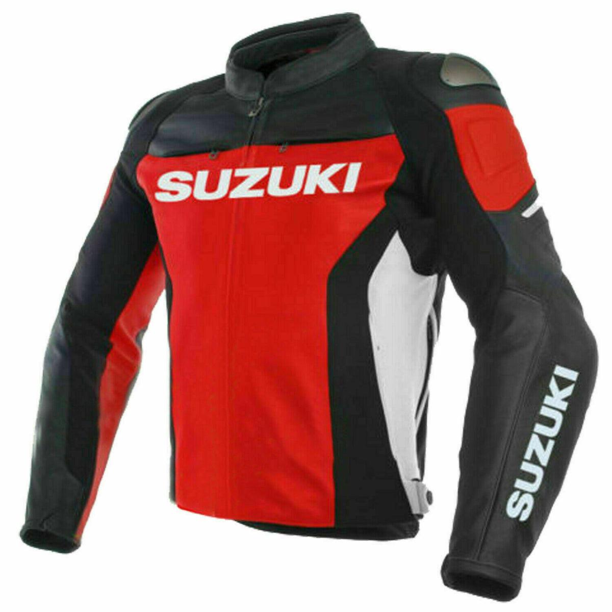 SUZUKI RED MOTORCYCLE LEATHER RACING JACKET