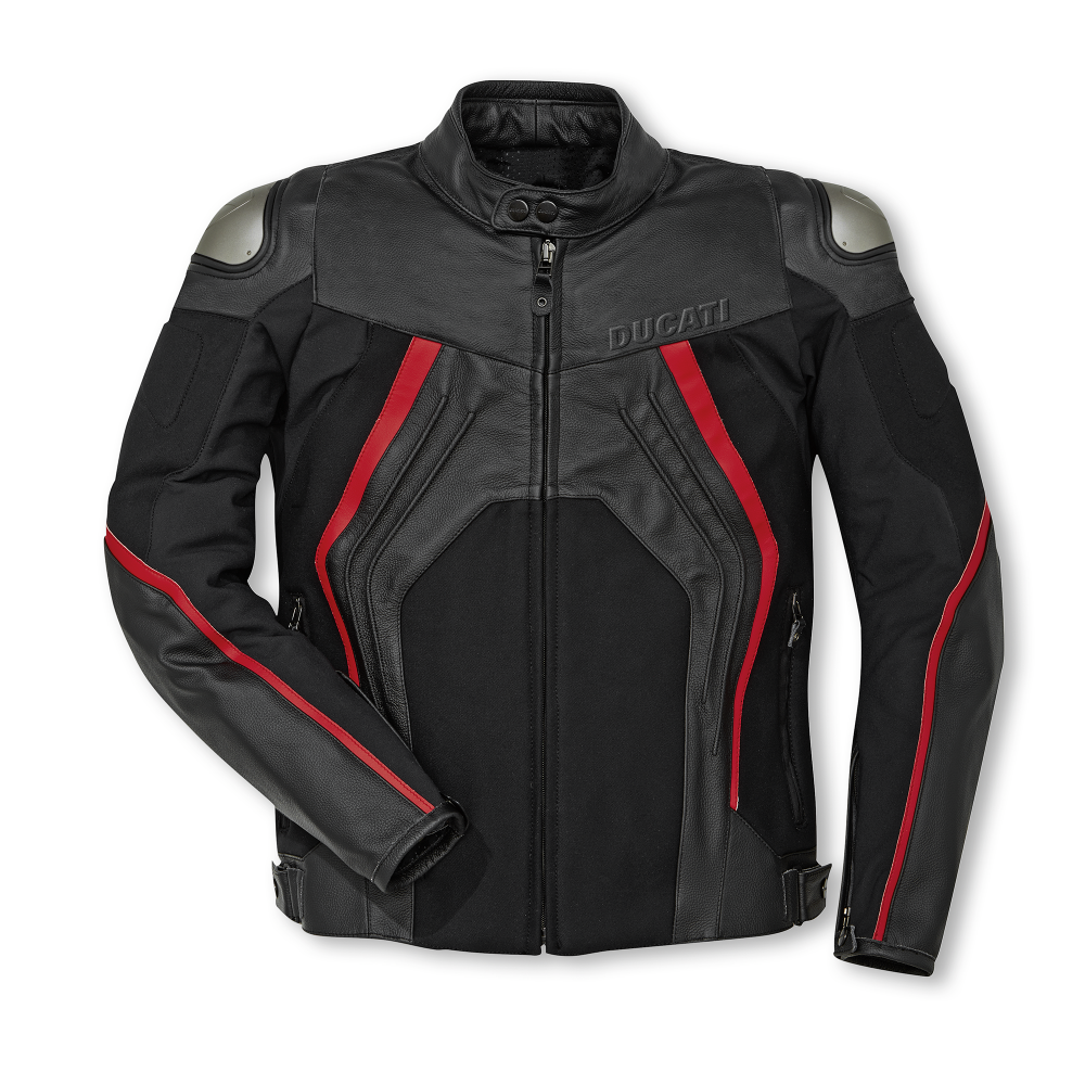 DUCATI MOTORCYCLE BLACK LEATHER RACING JACKET