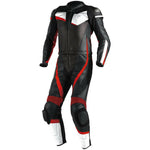 MENS BLACK AND RED MOTORCYCLE LEATHER RACING SUIT