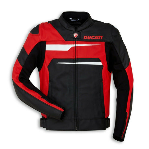 DUCATI RED AND BLACK MOTORCYCLE LEATHER RACING JACKET
