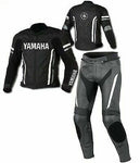 YAMAHA BLACK LEATHER RACING SUIT CE APPROVED PROTECTION