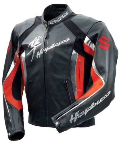 SUZUKI HAYABUSA MOTORCYCLE LEATHER RED RACING JACKET