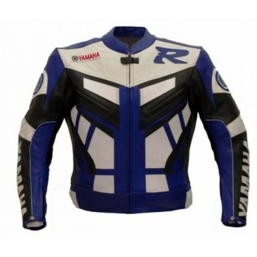 R MOTORCYCLE BLUE LEATHER RACING JACKET