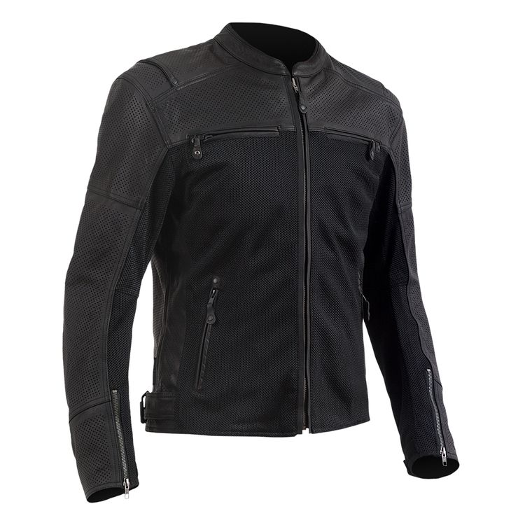 MOTORCYCLE LEATHER AND MESH BLACK RACING JACKET