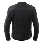 MOTORCYCLE LEATHER AND MESH BLACK RACING JACKET