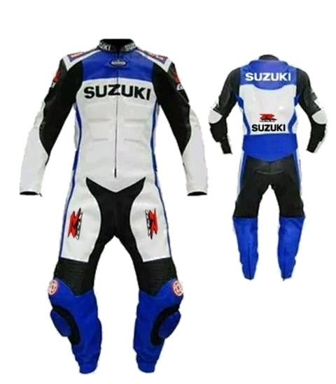 Suzuki GSXR Blue/White/Black leather racing suit | speedystar