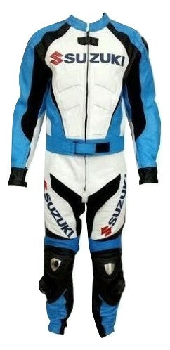 motorcycle racing gear SUZUKI BLUE MOTORCYCLE LEATHER RACING SUIT CE RATED