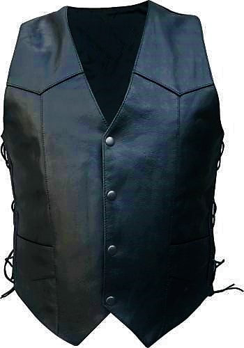 Tall Classic V Neck Leather Vest With Side Laces