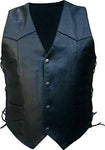 Tall Classic V Neck Leather Vest With Side Laces