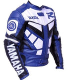 YAMAHA R BLUE MOTORCYCLE LEATHER RACING JACKET SIZE XL-3XL