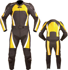 MEN MOTORCYCLE YELLOW LEATHER RACING SUIT